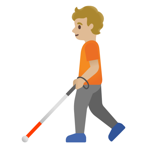 Google 16.0의 경우 지팡이를 든 사람: 연한 갈색 피부