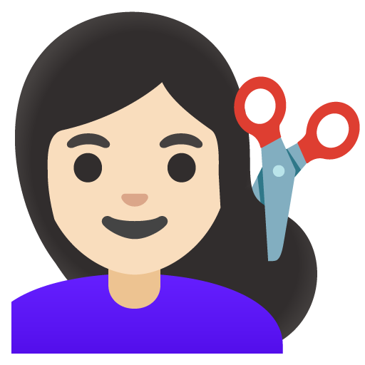 Kvinne som får hårklipp: hudtype 1–2 for Google 16.0