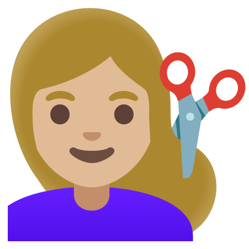 Woman Getting Haircut: Medium-Light Skin Tone for Google 16.0