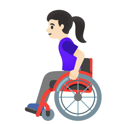 Wanita dengan kursi roda manual: warna kulit cerah untuk Google 16.0