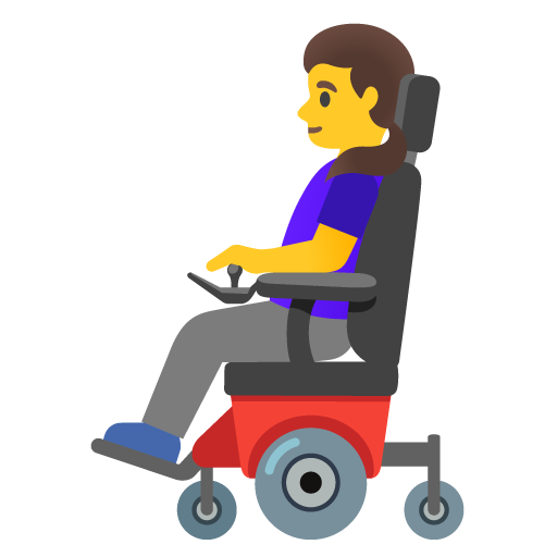 Wanita dengan kursi roda bermotor untuk Google 16.0