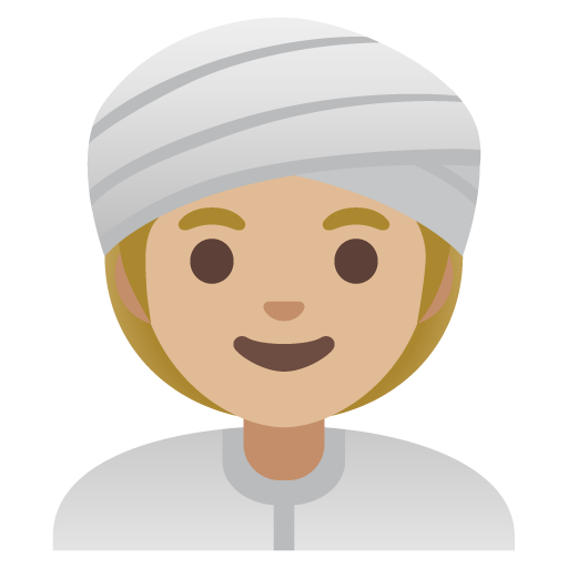 Žena s turbanem na hlavě: Středně světlý odstín pleti pro Google 16.0