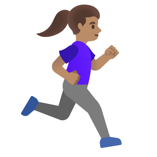 Woman Running Facing Right: Medium Skin Tone for Google 16.0