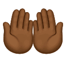 Beide handpalmen omhoog: donkergetinte huidskleur voor Huawei HarmonyOS 4.0