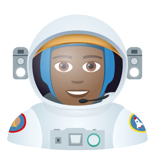 Angkasawan: ton kulit sederhana gelap untuk JoyPixels 9.0