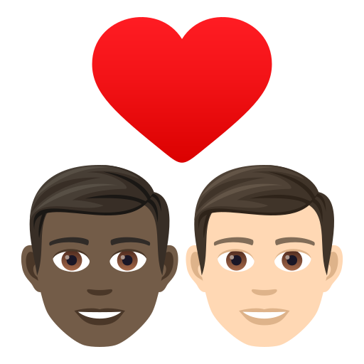 Stel met hart: man, man, donkere huidskleur, lichte huidskleur voor JoyPixels 9.0