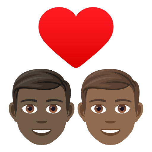 Par med hjerte: mand, mand, mørk teint og medium til mørk teint for JoyPixels 9.0