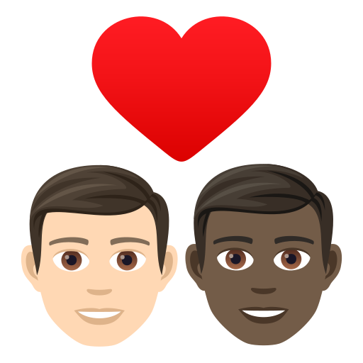 Stel met hart: man, man, lichte huidskleur, donkere huidskleur voor JoyPixels 9.0