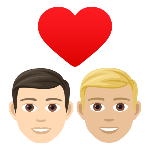 Stel met hart: man, man, lichte huidskleur, lichtgetinte huidskleur voor JoyPixels 9.0
