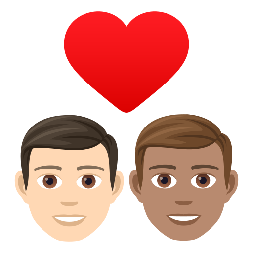 Pár se srdcem: Muž, Muž, Světlý odstín pleti, Střední odstín pleti pro JoyPixels 9.0