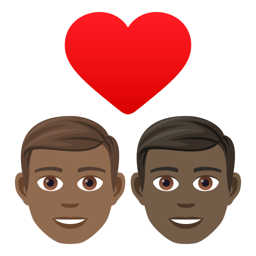 Stel met hart: man, man, donkergetinte huidskleur, donkere huidskleur voor JoyPixels 9.0