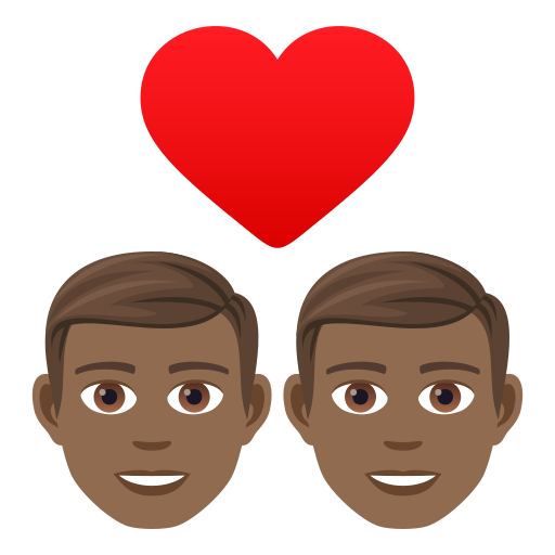 Pár se srdcem: Muž, Muž, Středně tmavý odstín pleti pro JoyPixels 9.0