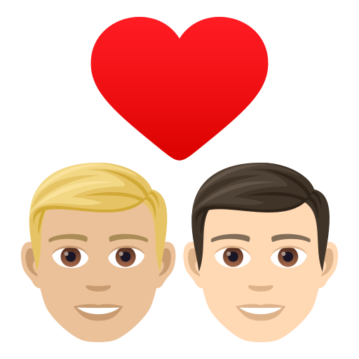 Stel met hart: man, man, lichtgetinte huidskleur, lichte huidskleur voor JoyPixels 9.0
