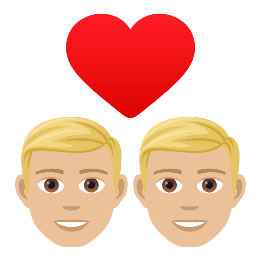 Par med hjerte: mand, mand og medium til lys teint for JoyPixels 9.0