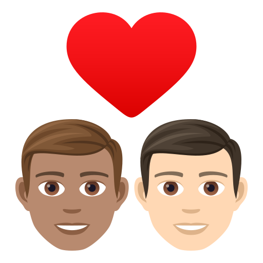 Pár se srdcem: Muž, Muž, Střední odstín pleti, Světlý odstín pleti pro JoyPixels 9.0