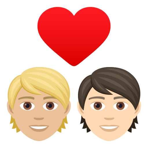 Para z sercem: dorosły, dorosły, karnacja średnio jasna i karnacja jasna dla JoyPixels 9.0