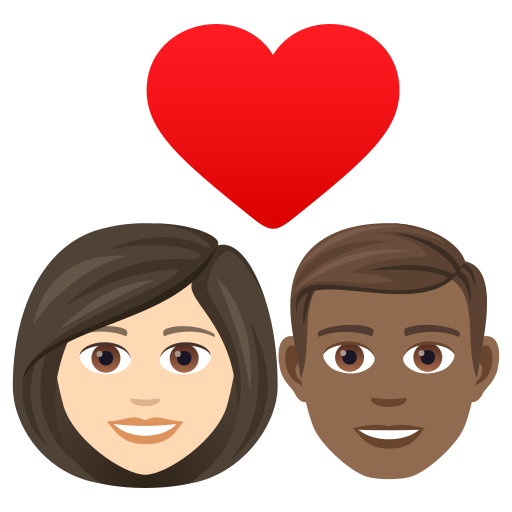 Stel met hart: vrouw, man, lichte huidskleur, donkergetinte huidskleur voor JoyPixels 9.0