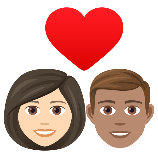 Couple Avec Cœur: Femme, Homme, Peau Claire, Peau Légèrement Mate pour JoyPixels 9.0