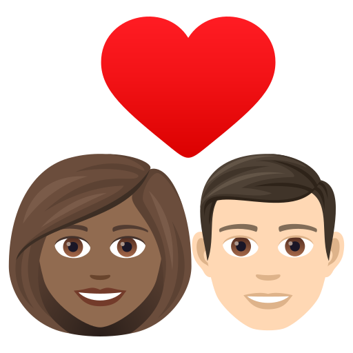 Stel met hart: vrouw, man, donkergetinte huidskleur, lichte huidskleur voor JoyPixels 9.0