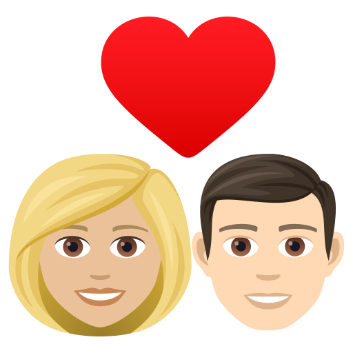 Casal Apaixonado: Mulher, Homem, Pele Morena Clara, Pele Clara para JoyPixels 9.0
