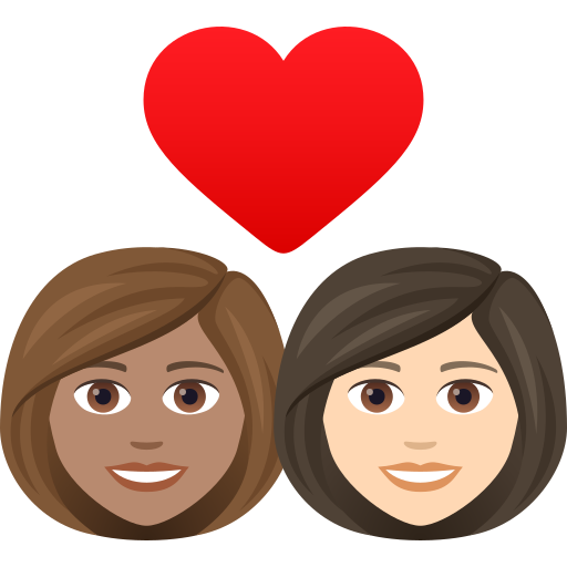 Pár se srdcem: Žena, Žena, Střední odstín pleti, Světlý odstín pleti pro JoyPixels 9.0