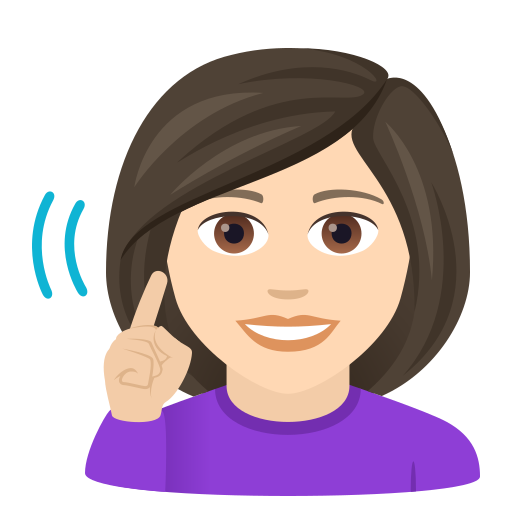 Hörselskada kvinna: ljus hy för JoyPixels 9.0