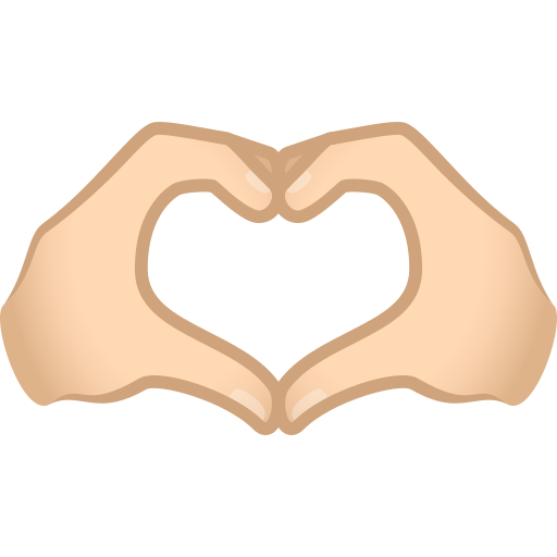 Handen in de vorm van een hart: lichte huidskleur voor JoyPixels 9.0