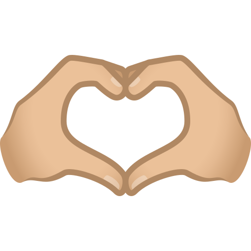 Handen in de vorm van een hart: lichtgetinte huidskleur voor JoyPixels 9.0