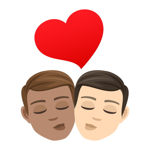 Φιλί: άντρας, άντρας, μεσαίος τόνος δέρματος, ανοιχτόχρωμος τόνος δέρματος για JoyPixels 9.0