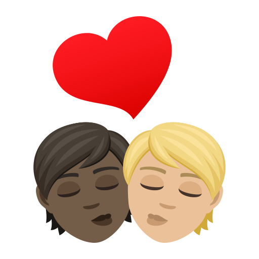 Φιλί: ενήλικας, ενήλικας, σκούρος τόνος δέρματος, μεσαίος-ανοιχτόχρωμος τόνος δέρματος για JoyPixels 9.0