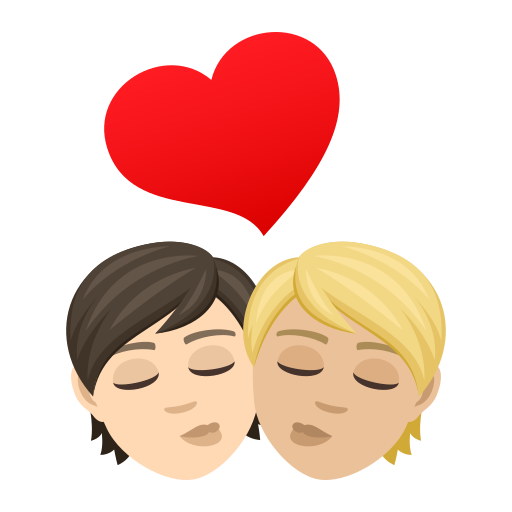 Φιλί: ενήλικας, ενήλικας, ανοιχτόχρωμος τόνος δέρματος, μεσαίος-ανοιχτόχρωμος τόνος δέρματος για JoyPixels 9.0