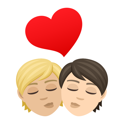 Φιλί: ενήλικας, ενήλικας, μεσαίος-ανοιχτόχρωμος τόνος δέρματος, ανοιχτόχρωμος τόνος δέρματος για JoyPixels 9.0