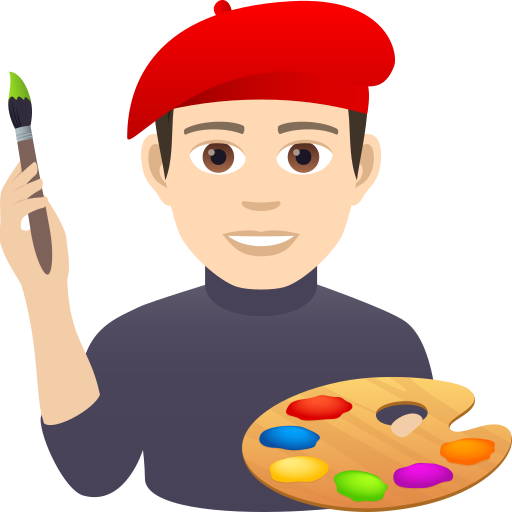 Άντρας καλλιτέχνης: ανοιχτόχρωμος τόνος δέρματος για JoyPixels 9.0