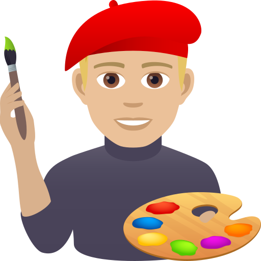 Erkek ressam: orta açık cilt tonu için JoyPixels 9.0