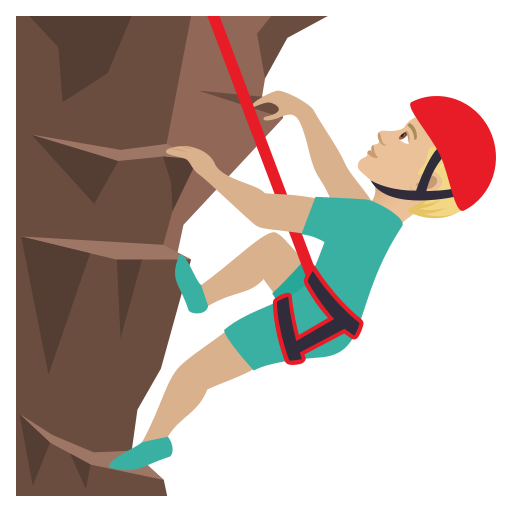 JoyPixels 9.0의 경우 클라이밍하는 남자: 연한 갈색 피부