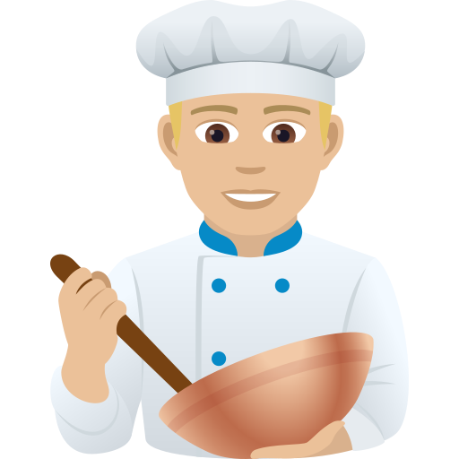 Koki pria: warna kulit cerah-sedang untuk JoyPixels 9.0