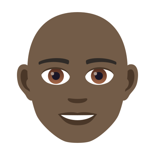 איש: גוון עור כהה, קירח עבור JoyPixels 9.0