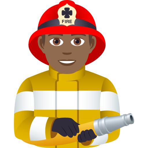 Man Firefighter: Medium-Dark Skin Tone per JoyPixels 9.0