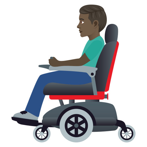 मोटर व्हीलचेयर पर बैठा आदमी: साँवली त्वचा JoyPixels 9.0 के लिए