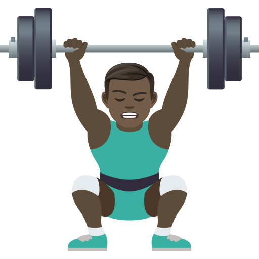 Muž zvedající závaží: Tmavý odstín pleti pro JoyPixels 9.0