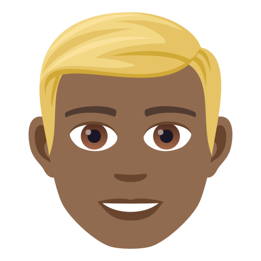 Άντρας: μεσαίος-σκούρος τόνος δέρματος, ξανθά μαλλιά για JoyPixels 9.0