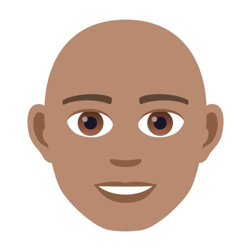 पुरुष: गेहुँआ त्वचा, गंजा JoyPixels 9.0 के लिए