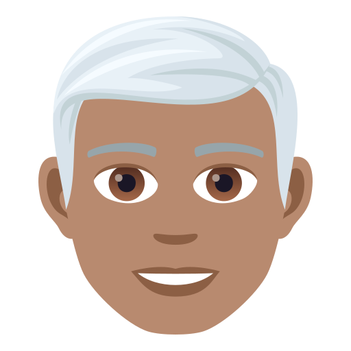 Muž: Střední odstín pleti, bílé vlasy pro JoyPixels 9.0