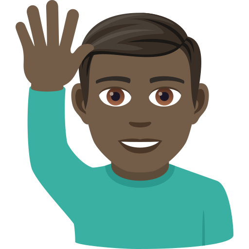 Home que aixeca la mà: pell fosca per JoyPixels 9.0