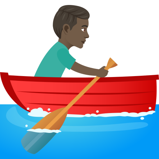 Man Rowing Boat: Dark Skin Tone for JoyPixels 9.0