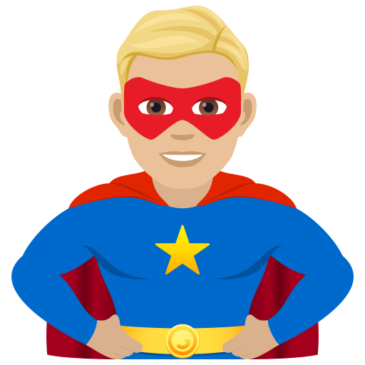 Manlig superhjälte: mellanljus hy för JoyPixels 9.0