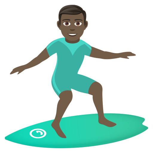 Mannelijke surfer: donkere huidskleur voor JoyPixels 9.0