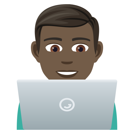 Erkek teknoloji uzmanı: koyu cilt tonu için JoyPixels 9.0