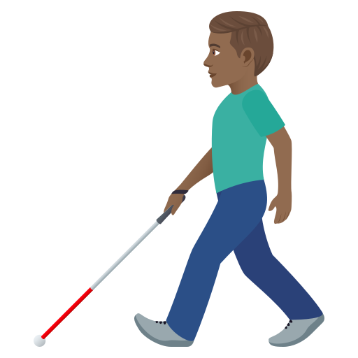 Görme engelli bastonlu erkek: orta koyu cilt tonu için JoyPixels 9.0