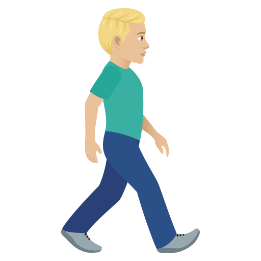 Άνδρας που περπατά στραμμένο προς τα δεξιά: Μεσαίος-ανοιχτός τόνος δέρματος για JoyPixels 9.0